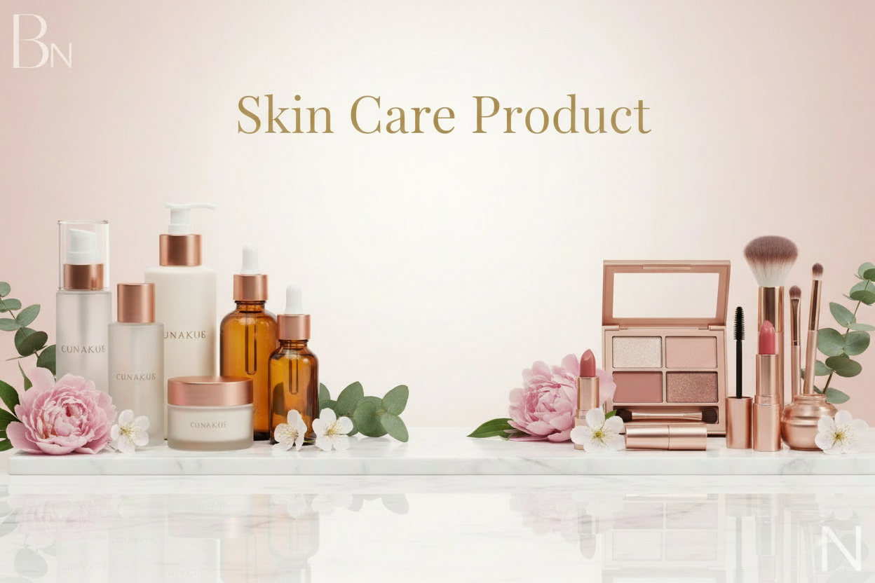 khali jagah pe skin care product text add kar do or 
